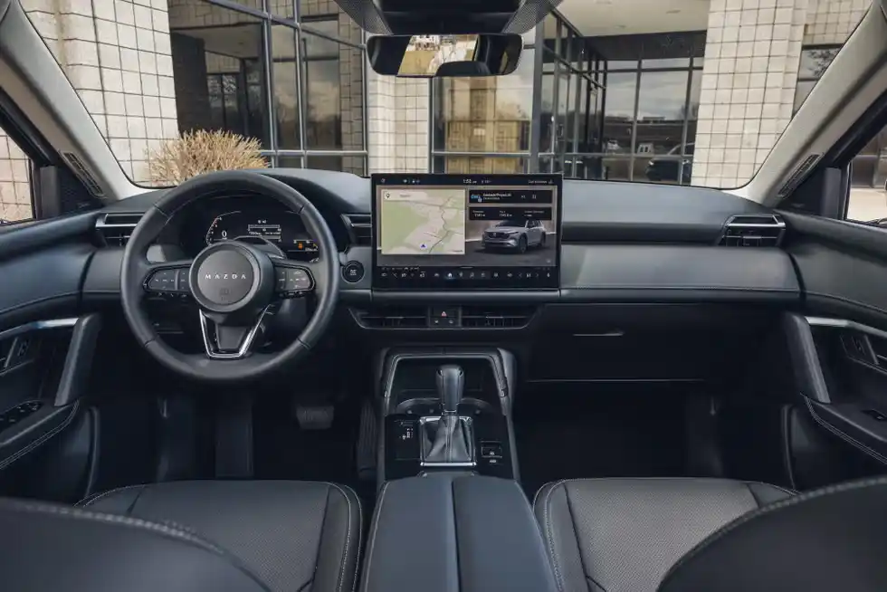 2026 CX-5 interior quality and driving comfort Premium car interior with leather seat and stitched door panel