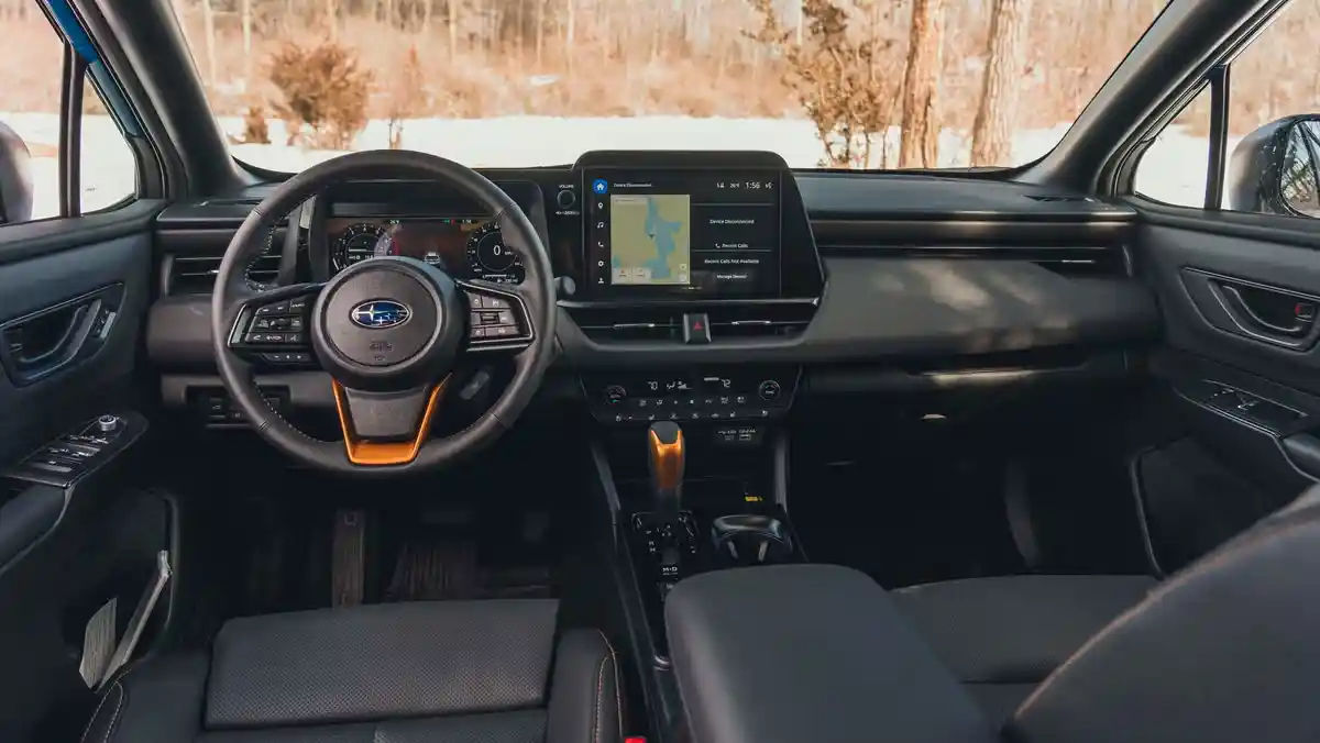  Premium car interior with leather seat and stitched door panel