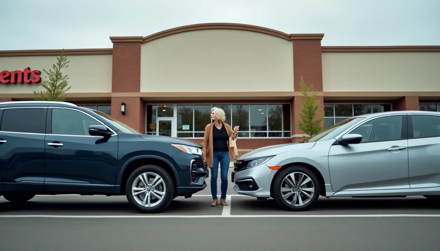 Midsize SUV and sedan parked side by side comparison